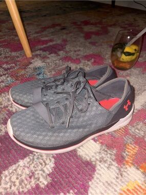 Under Armour Women's Gray Knit Training Shoes with Pink Accent